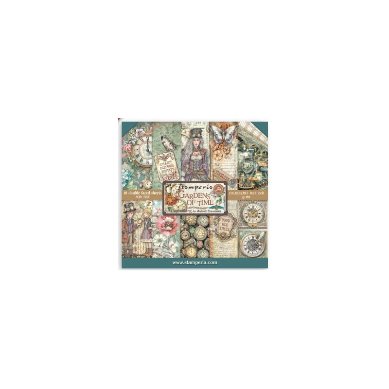 Stamperia  10 sheets cm 20,3X20,3 Gardens of Time