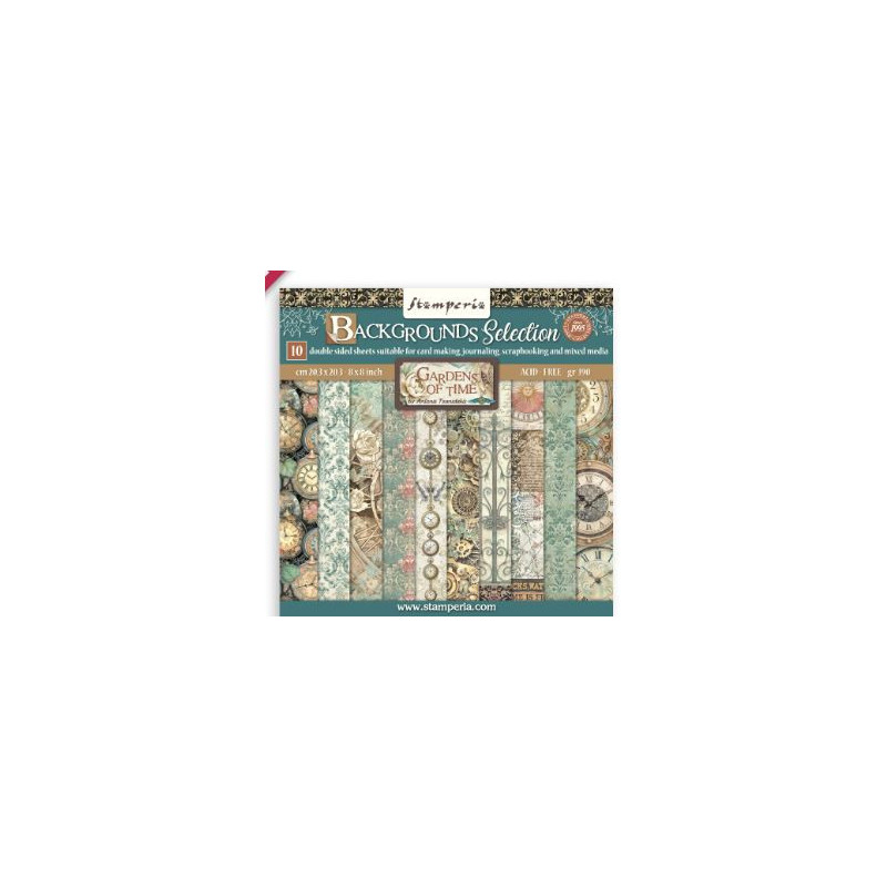 Stamperia  10 sheets cm 20,3X20,3 (8"X8") Backgrounds - Gardens of Time