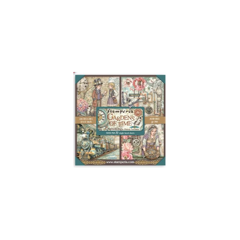 Stamperia 22 sheets cm 30,5x30,5 (12"x12") Single face - Gardens of Time
