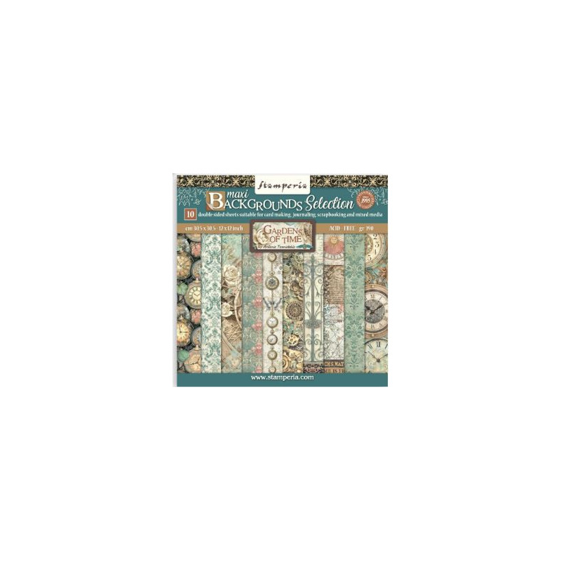 Stamperia 10 sheets cm 30,5x30,5 (12"x12") Backgrounds - Gardens of Time