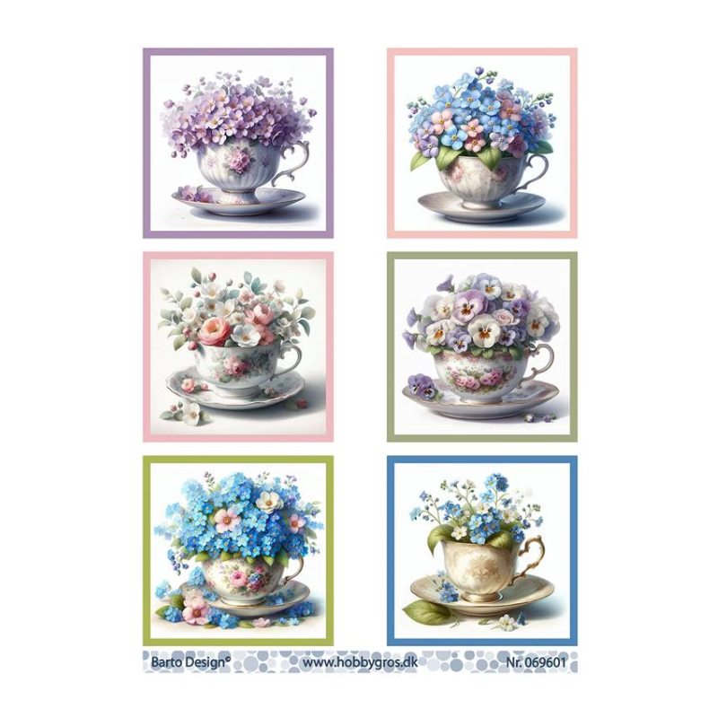 Barto Design 1st 3D ark med 6 bilder blommor i kopp 069601