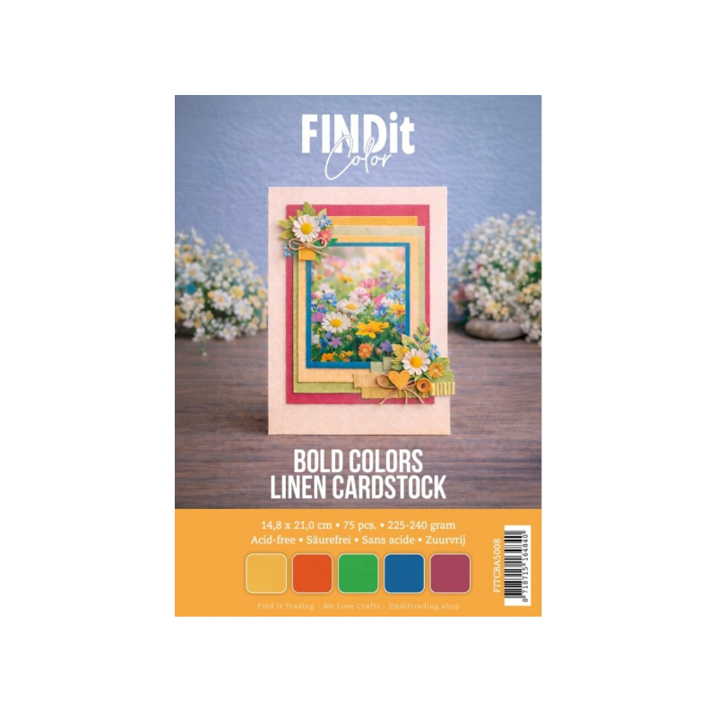 Find it Linen Cardstock A5 Bold Colors (75pcs) (FITCBA5008)