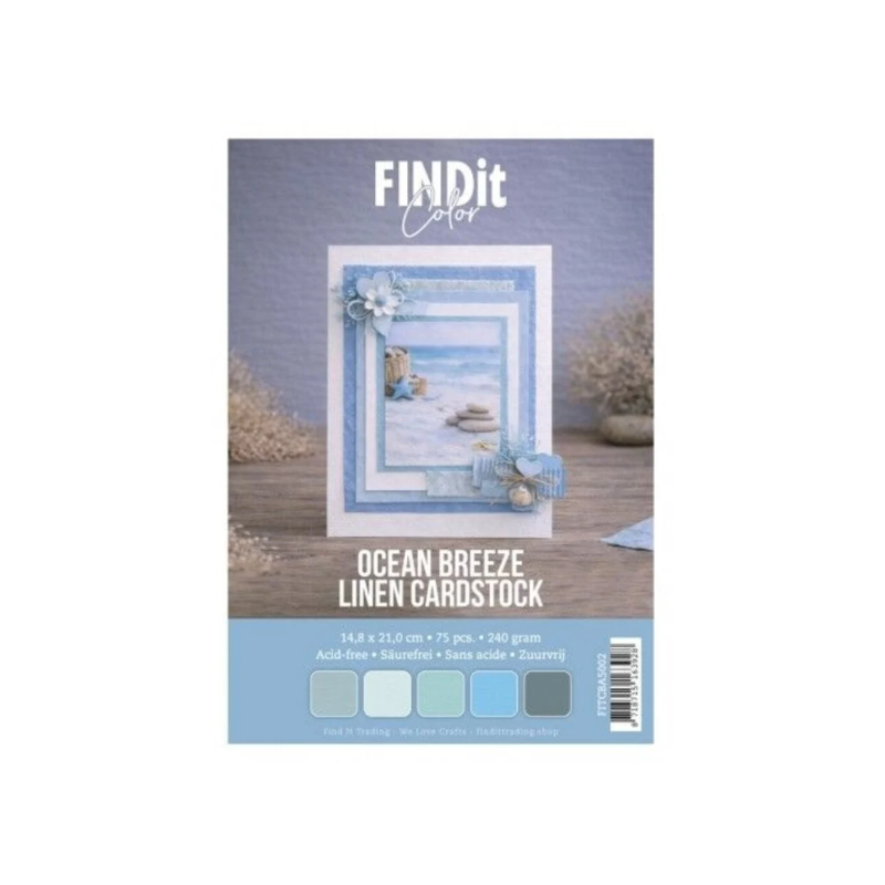 Find it Linen Cardstock A5 Ocean Breeze (75pcs) (FITCBA5002)