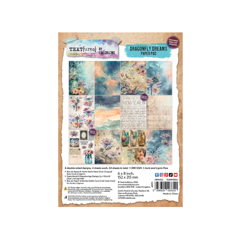 Dragonfly Dreams 6x8 Inch Paper Pad by Lou Collins (TEXPP0003)