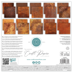 Craft Consortium Essential Craft Papers 12x12 Inch Paper Pad Rust Textures (CCEPAD043)