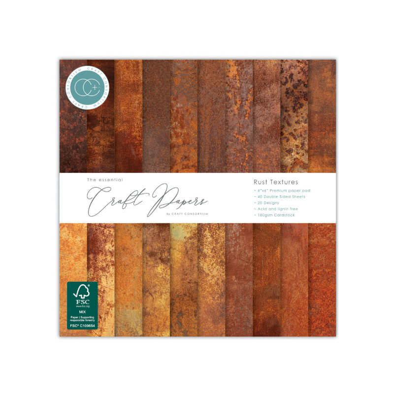 Craft Consortium Essential Craft Papers 6x6 Inch Paper Pad Rust Textures (CCEPAD043B)