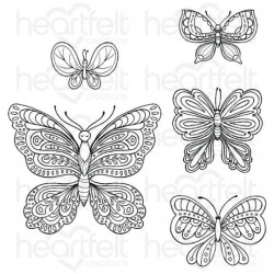 Small Floral Butterfly Cling Stamp Set HCPC-3953 + Die