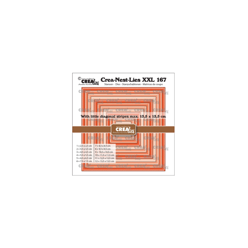 Crealies • Crea-Nest-Lies XXL Cutting Die Squares With Little Diagonal Stripes