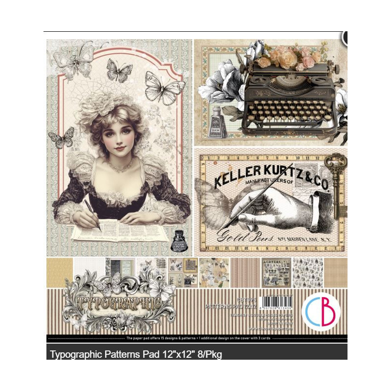Ciao Bella Typographic Patterns Pad 12"x12"