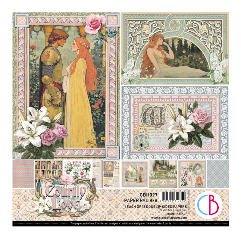 Ciao Bella Courtly Love Paper Pad 8"x8" 12/Pkg