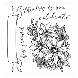 Sizzix • Clear Stamps Set 5pcs w/2pcs Framelits Floral Bouquet by Vicki Boutin