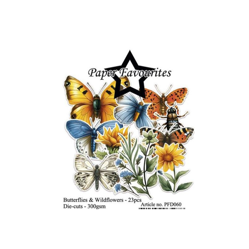 Paper Favourites Die-Cuts "Butterflies & Wildflowers" PFD060