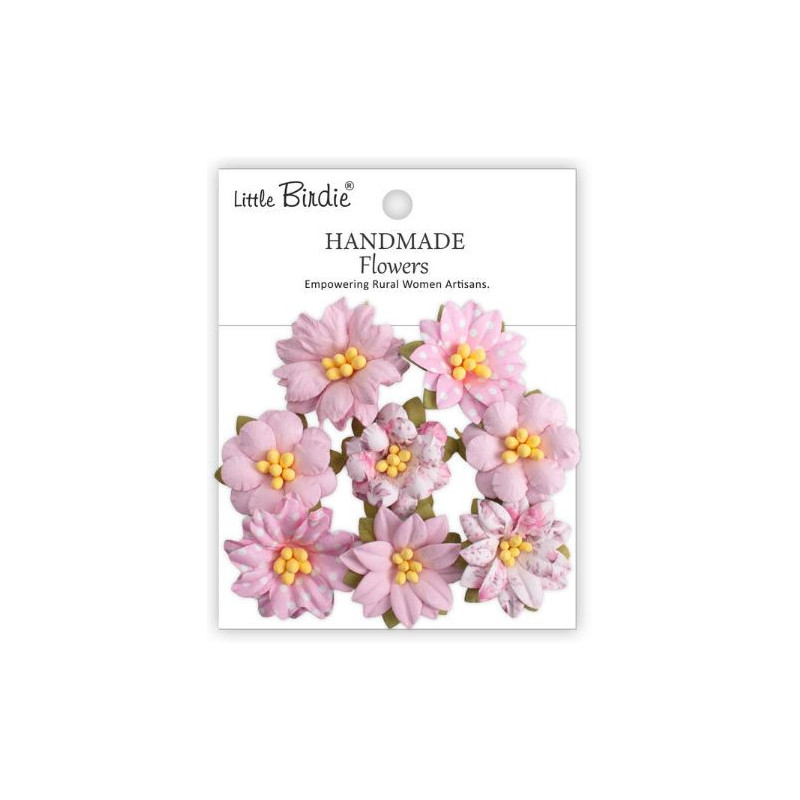 Little  Handmade Printed Paper Flowers Vinita Pink Symphony (8pcs) (CR110141)