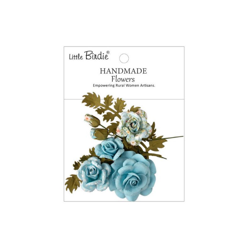 Little Birdie Handmade Printed Paper Flowers Roisin Blue Symphony (8pcs) (CR110134)