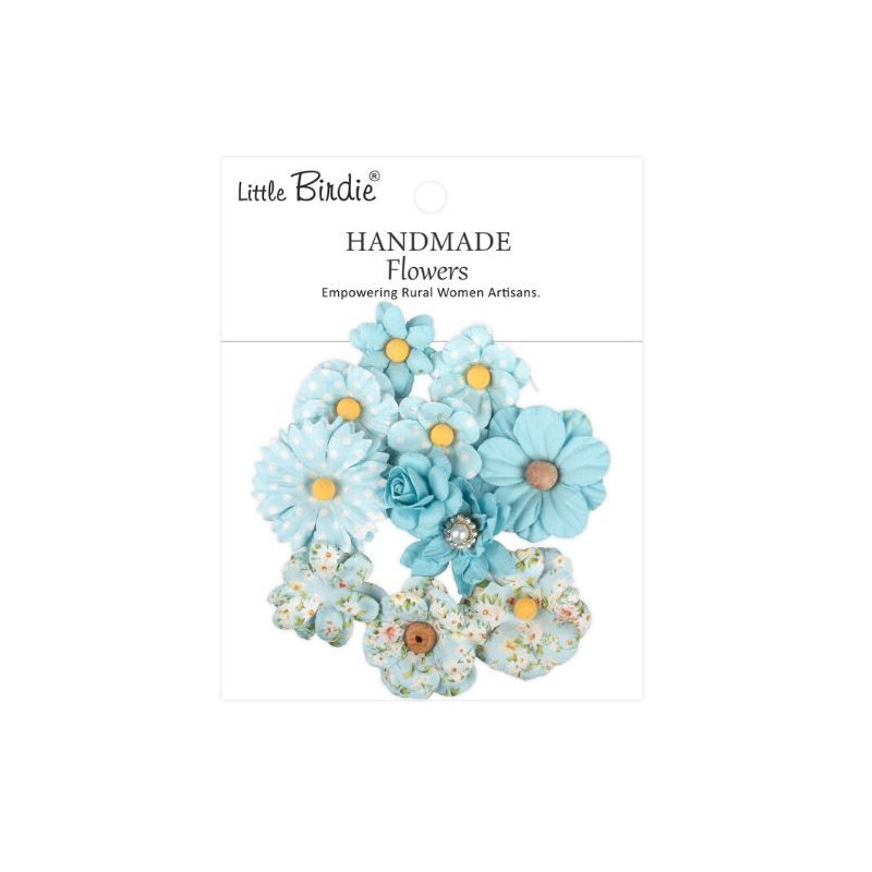 Little Birdie Handmade Printed Paper Flowers Mira Blue Symphony (10pcs) (CR110158)