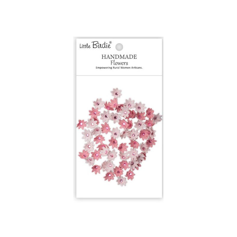 Little Birdie Handmade Flowers Micro Jewlled Florettes Pink Passion (60pcs) (CR109982)