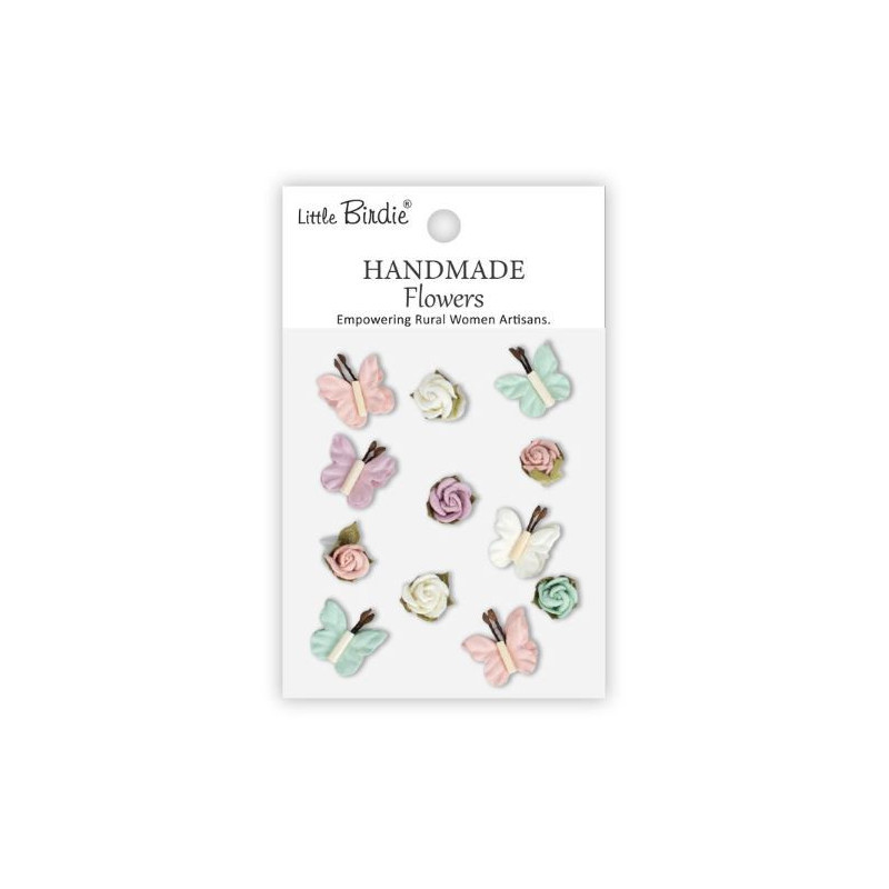 Little Birdie Handmade Flowers Roses & Butterflies Fairy Garden (12pcs) (CR103307)