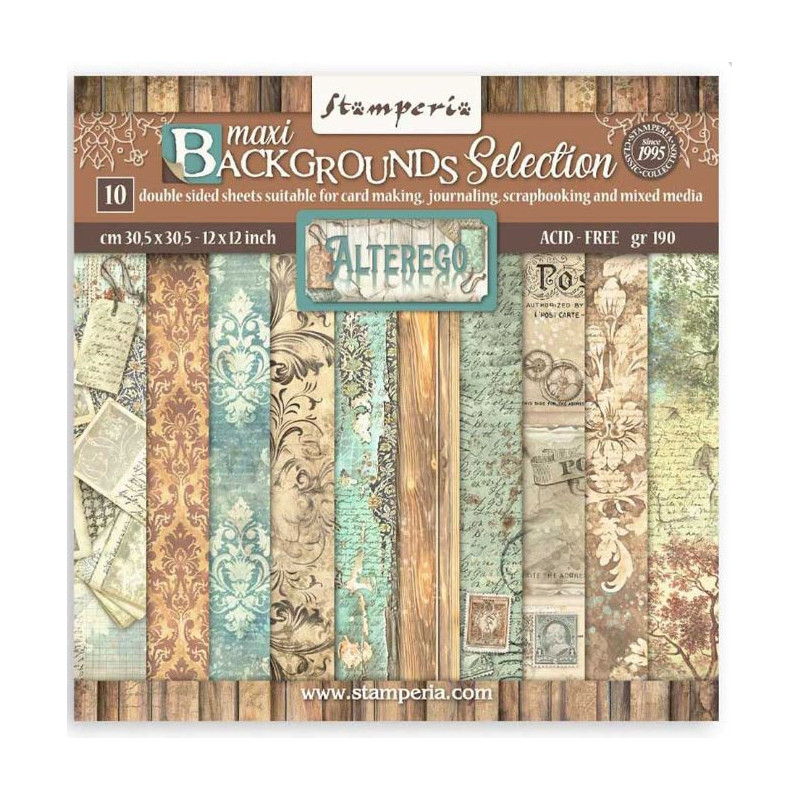 Stamperia  Alterego 12" x 12" Maxi Backgrounds Selection SBBL162