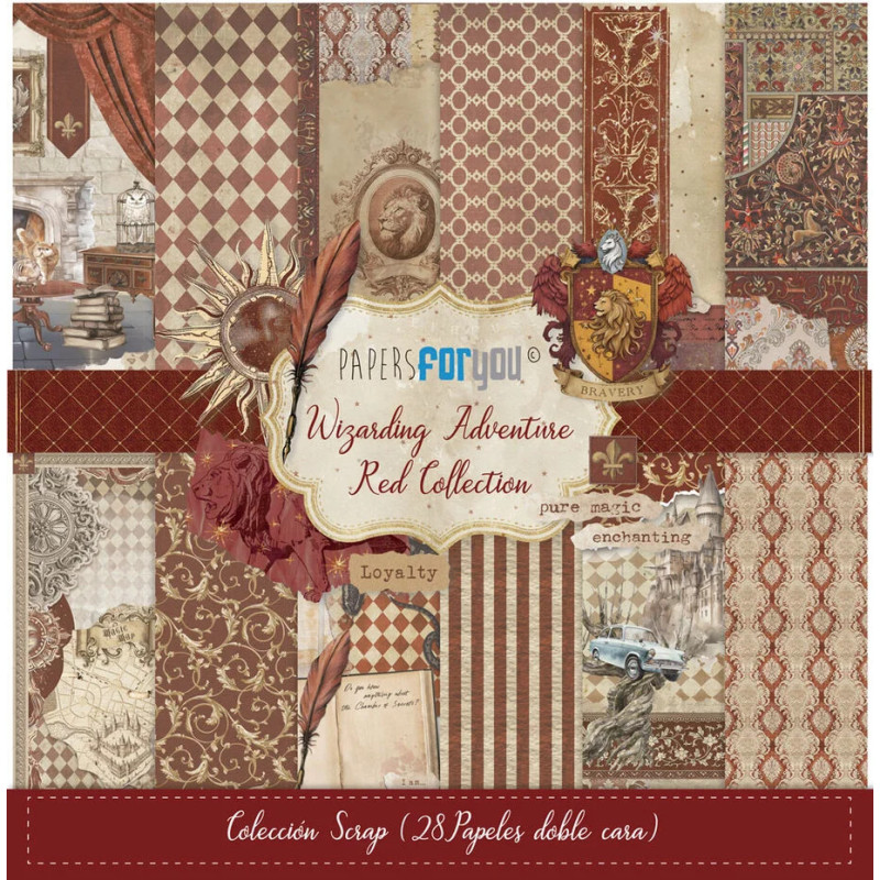 Papers For You Wizarding Adventure Houses Red 8x8 Inch Scrap Paper Pack (28pcs) (PFY-15854)