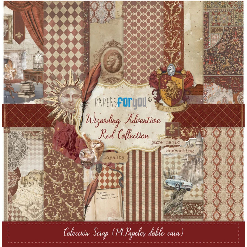 Papers for you Wizarding Adventure Houses Red 12x12 Inch Scrap Paper Pack (14pcs) (PFY-15787)