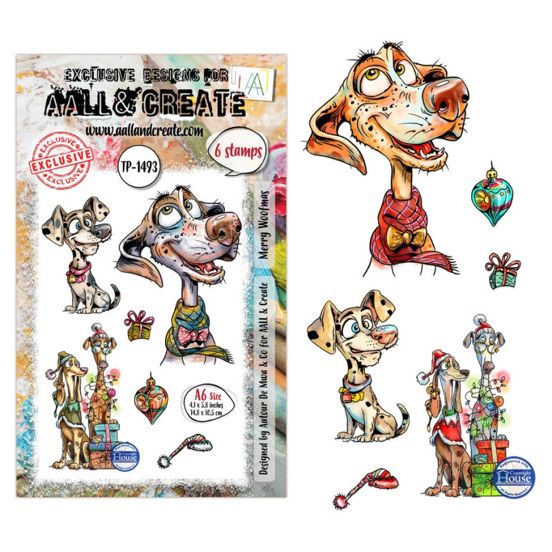 Aall And Create Festive Friends A6 Stamp Sets Merry Woofmas by Autour De Mwa & Co (AALL-TP-1493)