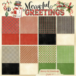 Graphic 45 Merry-ful Greetings 12x12 Inch Plaids & Stripes Pack (4503283)