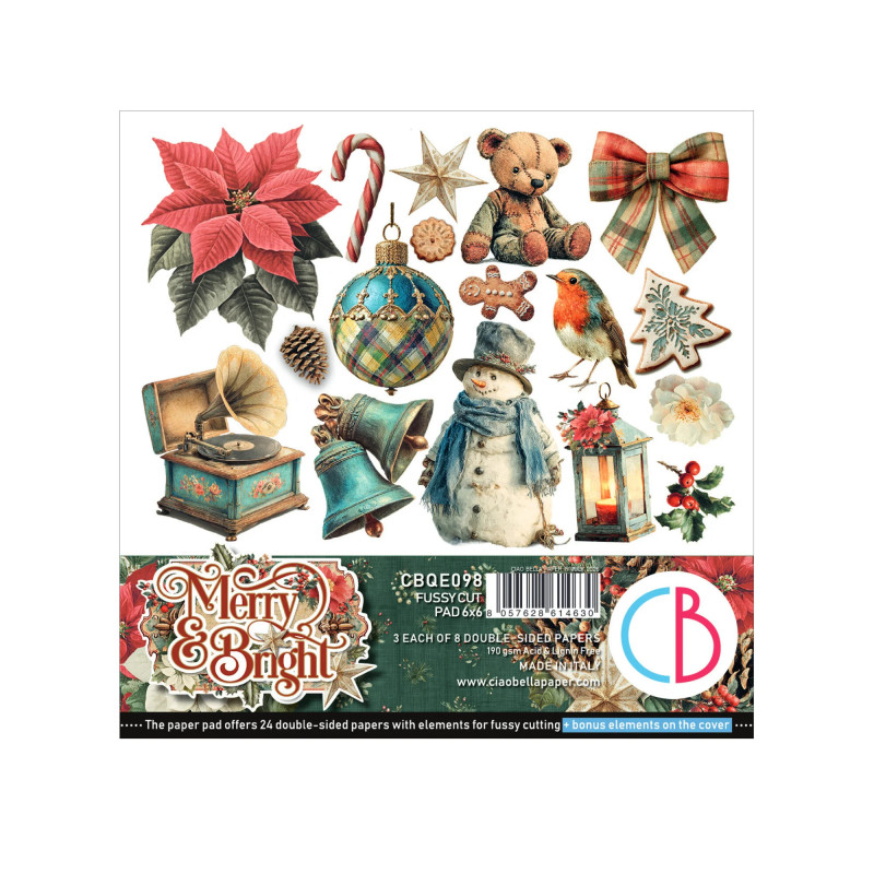 Ciao Bella Merry & Bright 6x6 Inch Fussy Cut Pad (24pcs) (CBQE098)