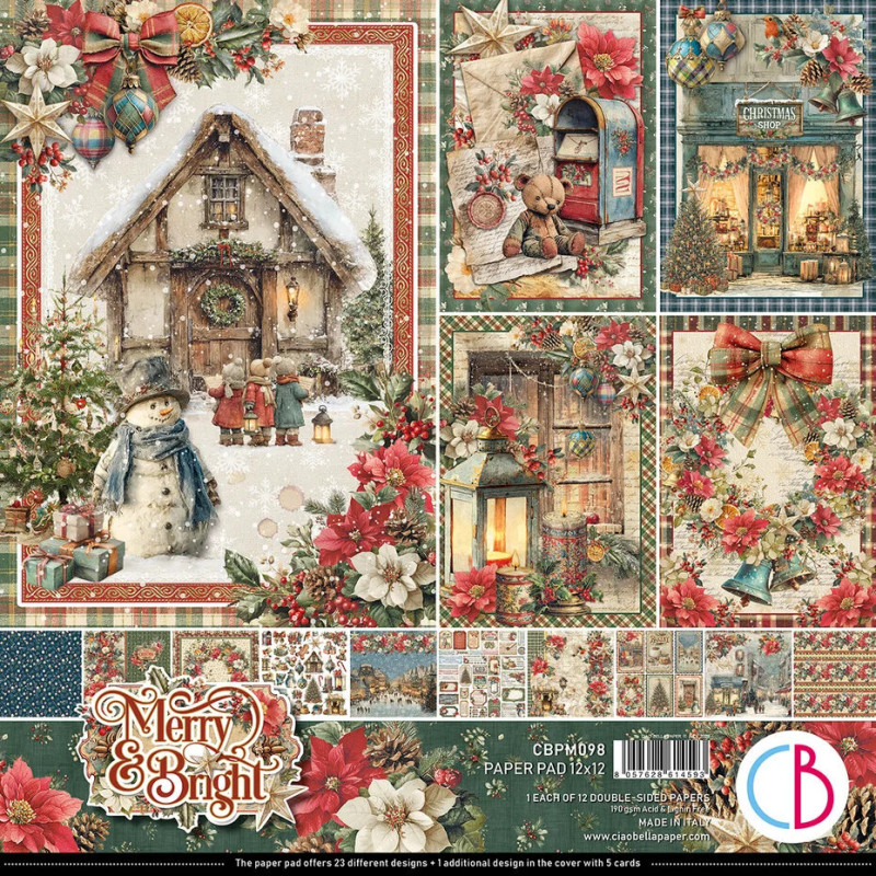 Ciao Bella Merry & Bright 12x12 Inch Paper Pad (12pcs) (CBPM098)
