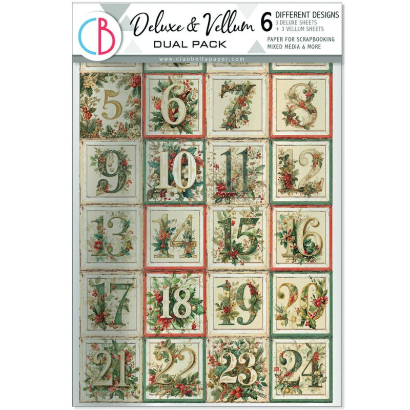 Ciao Bella Merry & Bright A4 Deluxe Paper Silver & Vellum Dual Pack Mixed (6pcs) (CBX011)