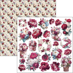Ciao Bella Bohemian Burgundy 12x12 Inch Patterns Pad (8pcs) (CBT099)