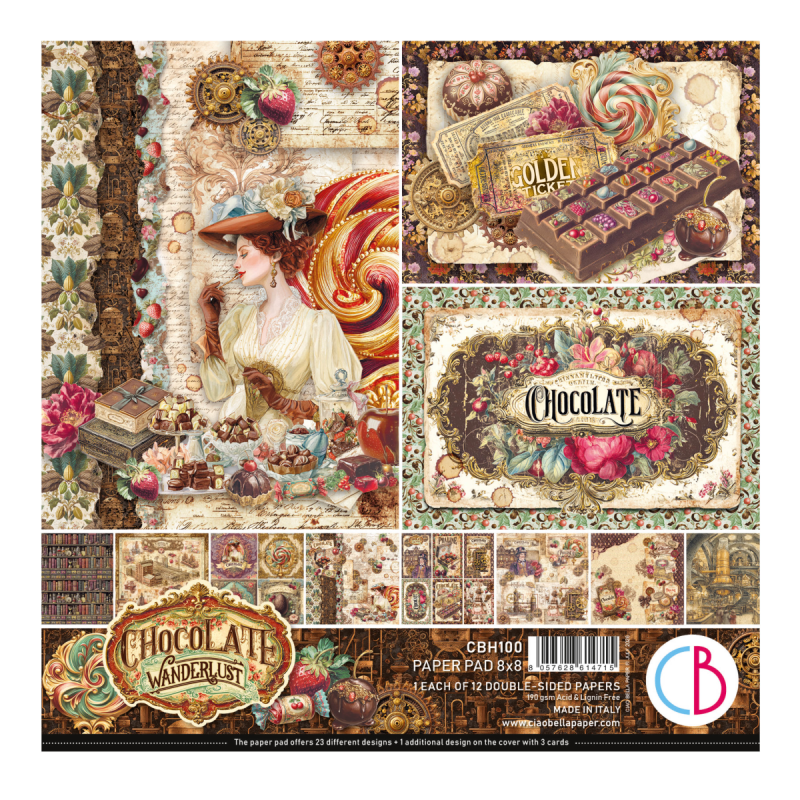 Ciao Bella Chocolate Wanderlust Paper Pad 8"x8" 12/Pkg