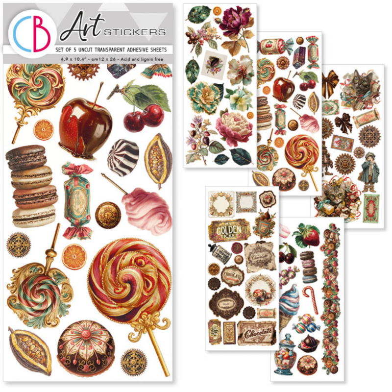 Ciao Bella Art Stickers Chocolate Wanderlust transparent adhesive sheets 5/Pkg