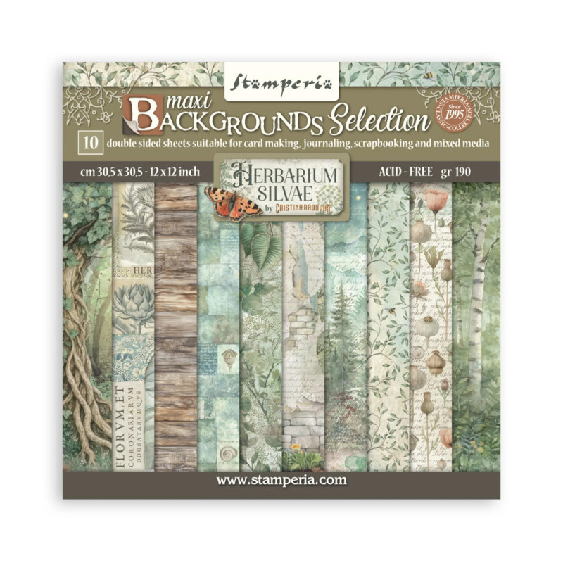 Stamperia Herbarium Silvae 12x12 Inch Paper Pack Maxi Background Selection (SBBL180)