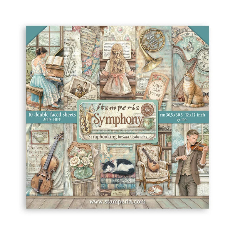 Stamperia Symphony 12x12 Inch Paper Pack by Sara Alcobendas (SBBL188)