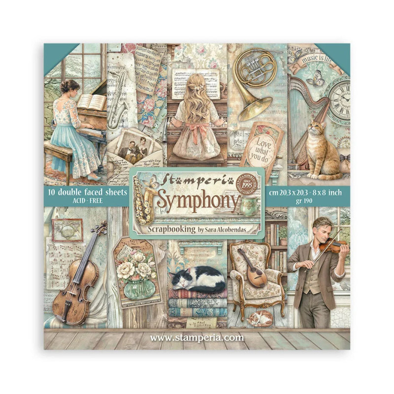 Stamperia Symphony 8x8 Inch Paper Pack by Sara Alcobendas (SBBS144)