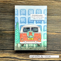 Vaessen Creative • Embossing Folder by Carla Creates Christmas Hippie Bus 5.9x5.9"