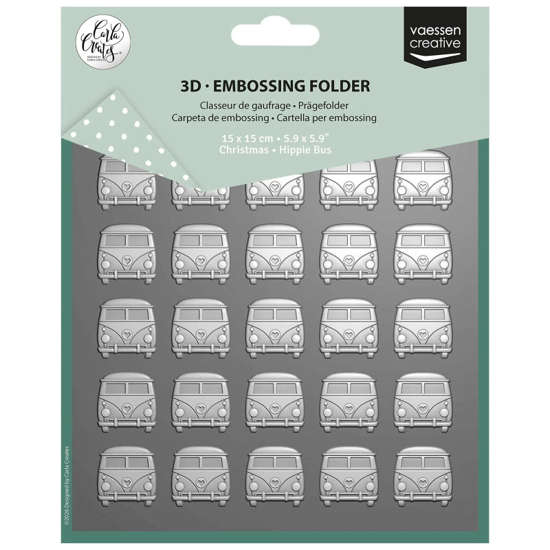 Vaessen Creative • Embossing Folder by Carla Creates Christmas Hippie Bus 5.9x5.9"