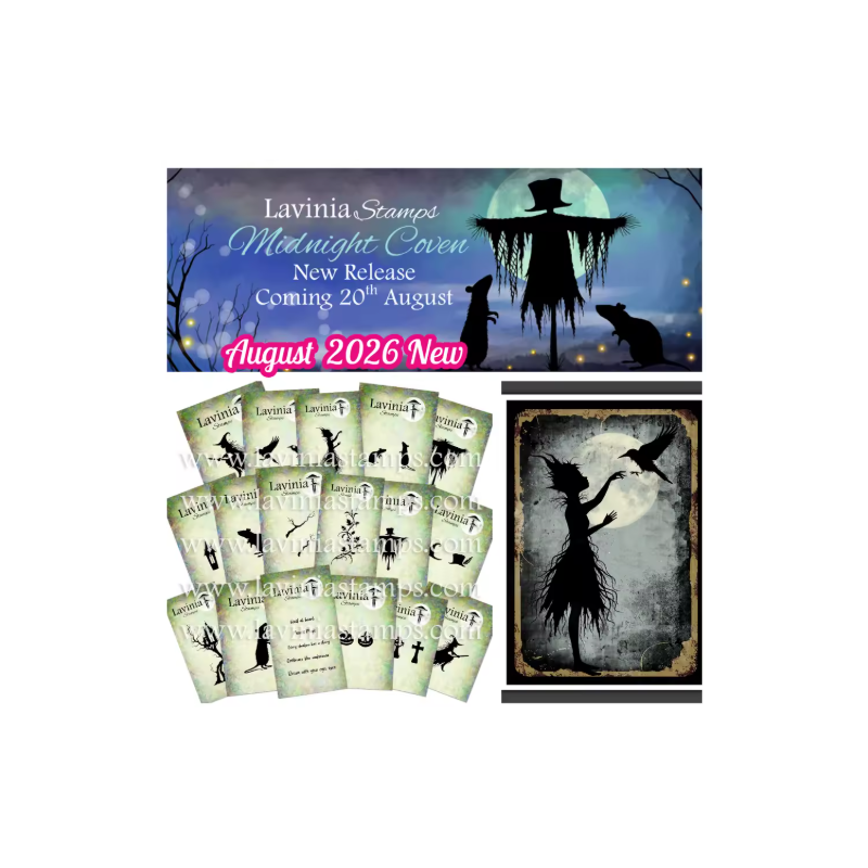 Lavinia Stamps Midnight Coven 17st Halloween Witch Silhouette Clear Stamp Collection