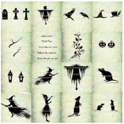 Lavinia Stamps Midnight Coven 17st Halloween Witch Silhouette Clear Stamp Collection