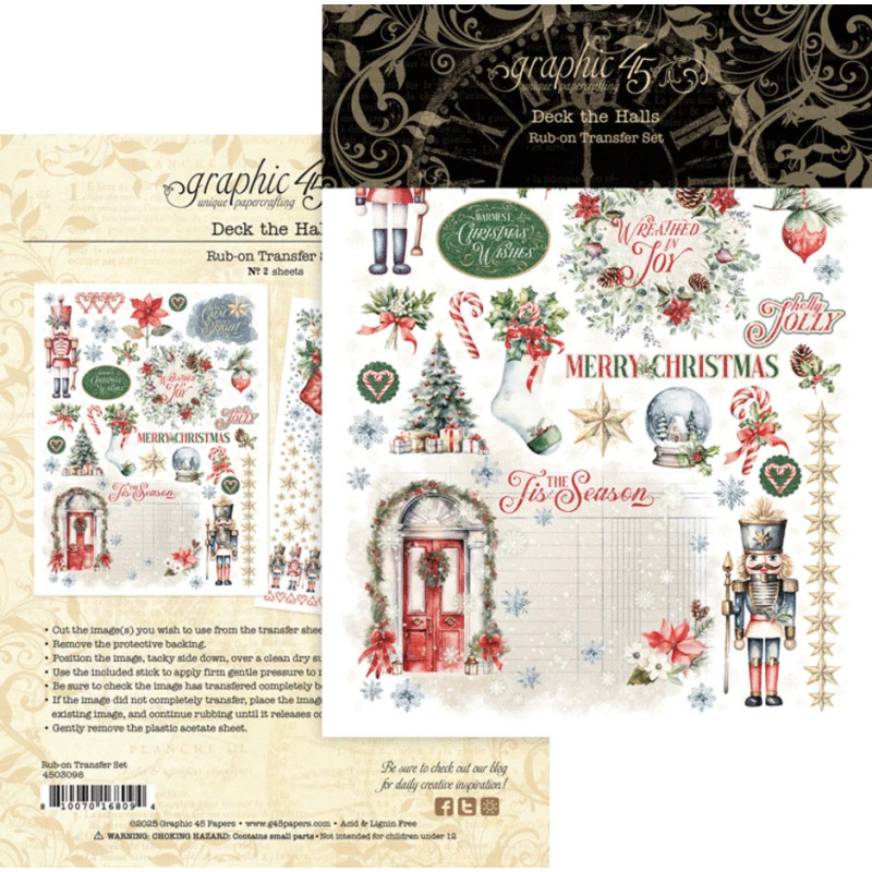 Graphic 45 Deck the Halls Rub-On Transfers (4503098)