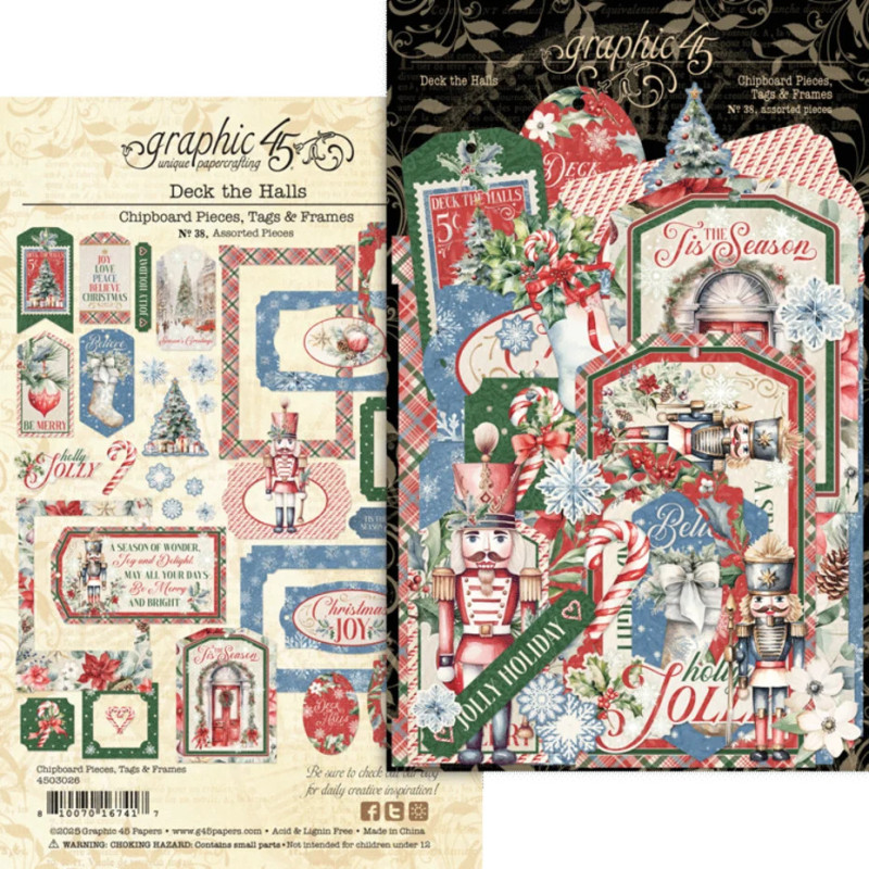 Graphic 45 Deck the Halls Chipboard Pieces, Tags & Frames (4503097)