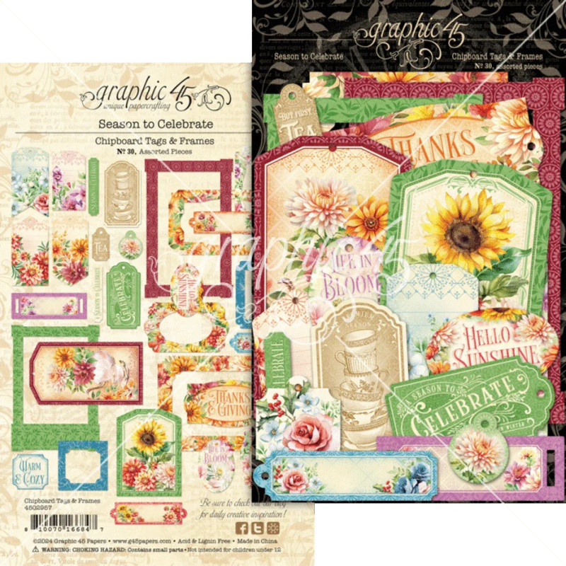 Graphic 45 Season to Celebrate Chipboard Tags & Frames (4502957)