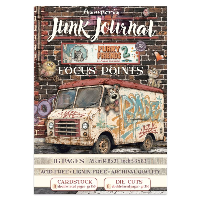 Stamperia Printed Art Junk Journal Focus Points for Art and Craft A5 - Furry Friends 2