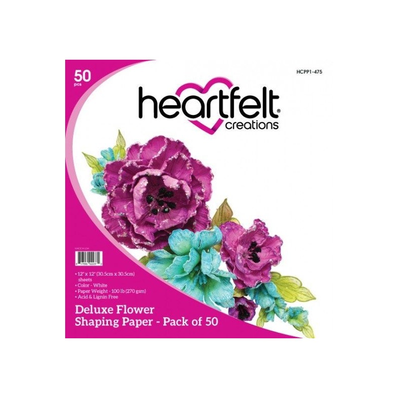 Heartfelt Deluxe Flower Shaping Paper Pack of 50 - White