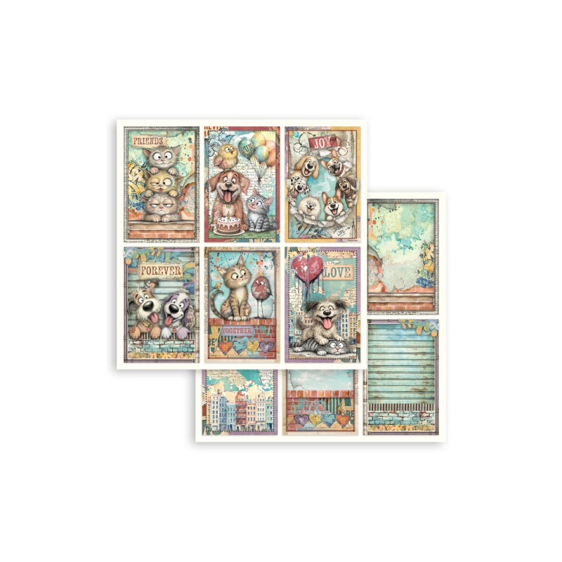 Stamperia Furry Friends 2 12x12 Inch Paper Sheet 6 Cards (1st) by Antonis Tzanidakis (SBB1171)