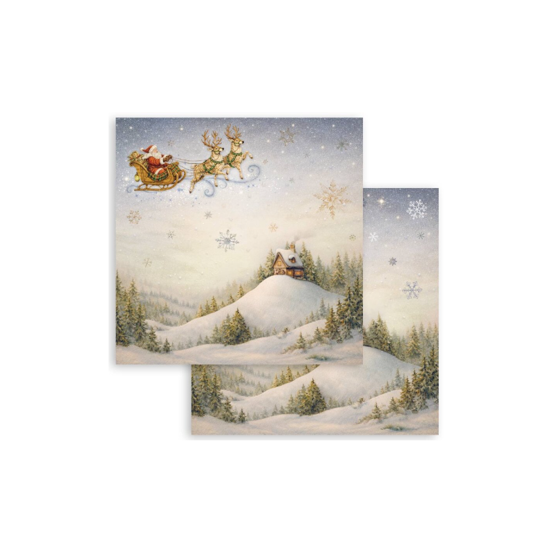 Stamperia Silent Night 12x12 Inch Paper Sheet Santa Claus Sleigh (1st) (SBB1164)