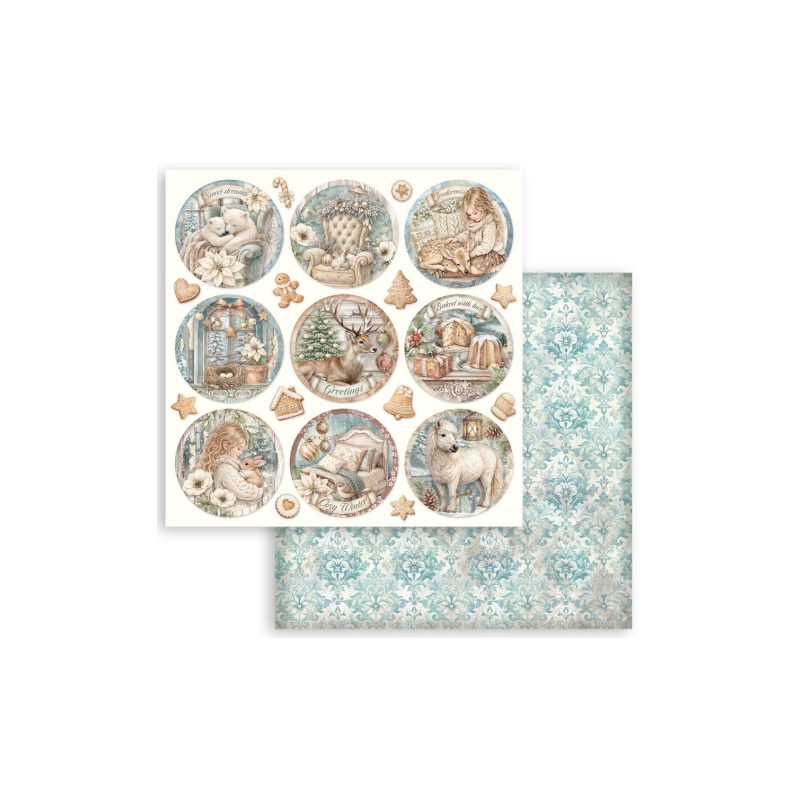 Stamperia White Christmas 12x12 Inch Paper Sheet Rounds (1st) by Cristina Radovan (SBB1160)