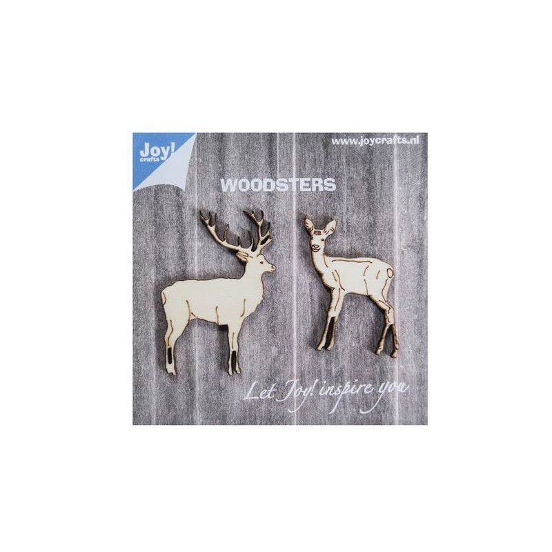 Joy! Crafts Woodsters - Wooden deer  2 st - 48x37/59x42mm