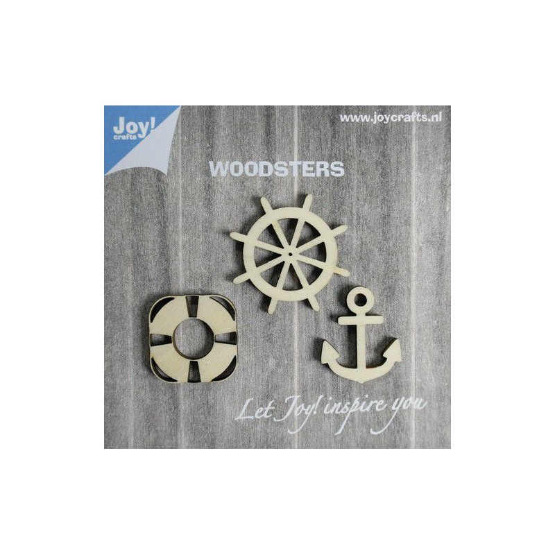 Joy! Crafts Woodsters - Wood figures: anchor - lifebouy - steering wheel