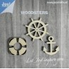 Joy! Crafts Woodsters - Wood figures: anchor - lifebouy - steering wheel